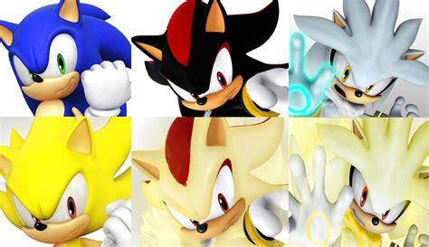 Sonic Shadow And Silver Super Forms Same Pose Sega Sonic Team Sonic
