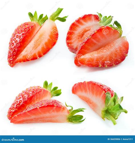 Strawberry Slices Collection Of Fruit Pieces Stock Photo Image Of