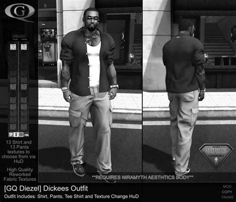 second life marketplace [gq diezel] dickees outfit demo