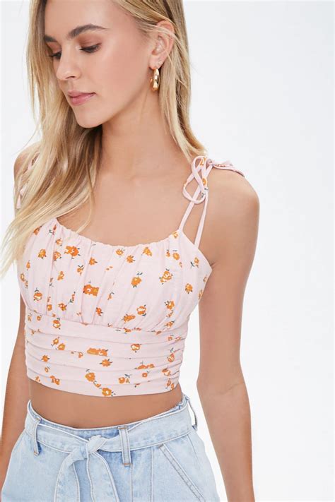 floral tie strap cropped cami forever 21 in 2020 trendy tops cropped cami fashion