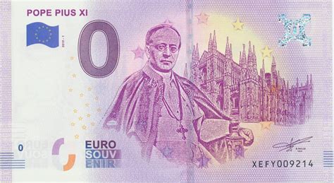 2016 kamen die scheine nach deutschland, sie fühlen sich an wie echte euroscheine und haben auch etliche sicherheitsmerkmale. 0 Euro Schein 2019-1 Pope Pius XI - Unc | 0 Euro Scheine Sovenierscheine | Banknoten | Marken ...