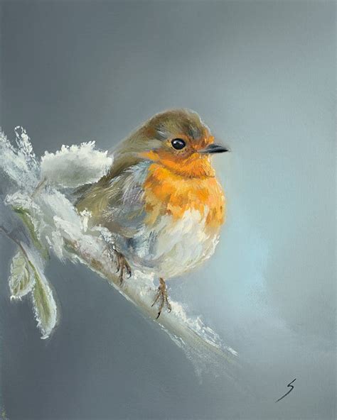 Robin Bird Oil Painting Giclee Art Print Perfect T Etsy Uk