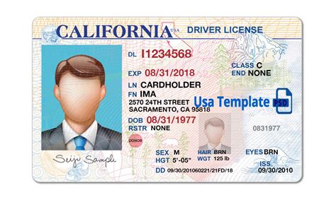 California Driver License Template Open California Psd