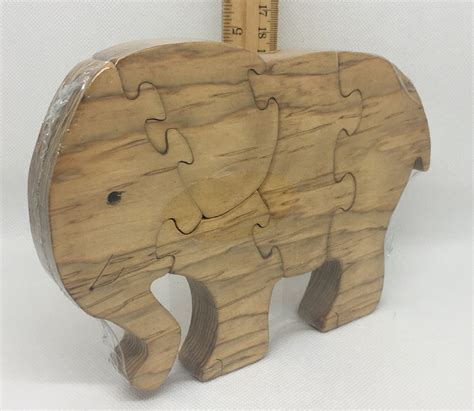 Elephant Scroll Saw Puzzle Handmade 5 Pieces Stained Etsy