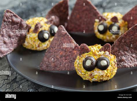 Bat Cheese Ball For Halloween Party Stock Photo Alamy