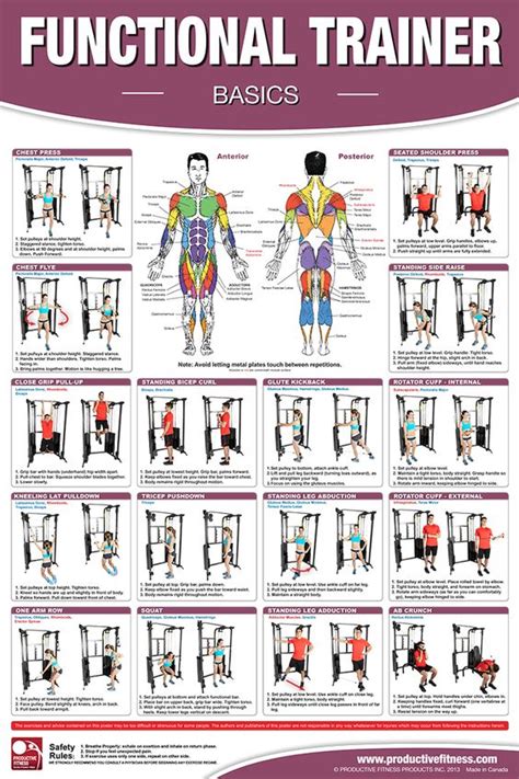 productive fitness poster series functional trainer basics and advanced for home charts