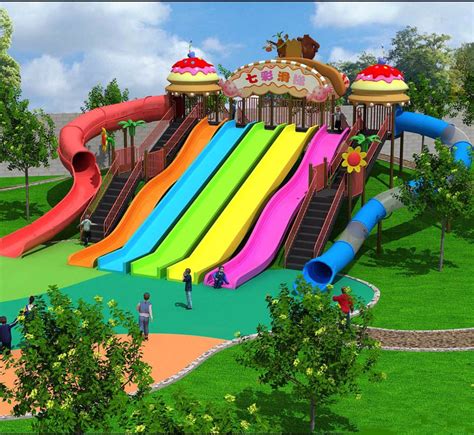 Outdoor 7 Colour Slides For Children Large Outdoor Rainbow Slide