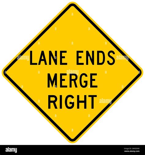 Lane Ends Merge Right Warning Sign Stock Photo Alamy