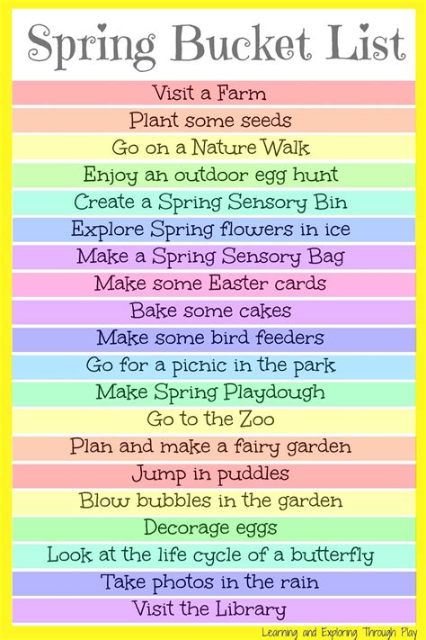 Learning And Exploring Through Play Spring Bucket List For Kids And