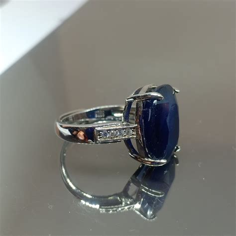 Gorgeous Genuine Blue Sapphire Ring For Women With White Cubic Etsy