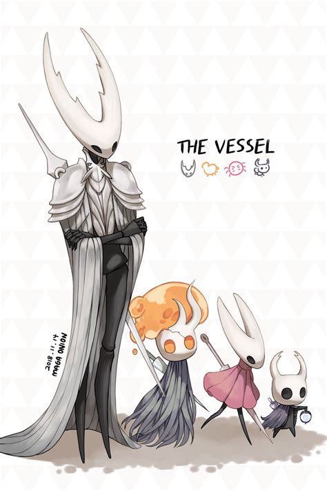Knight Hornet Broken Vessel And Pure Vessel Hollow Knight Drawn By