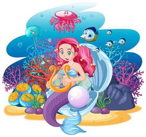 Sea Shell Mermaid Stock Illustrations 4023 Sea Shell Mermaid Stock