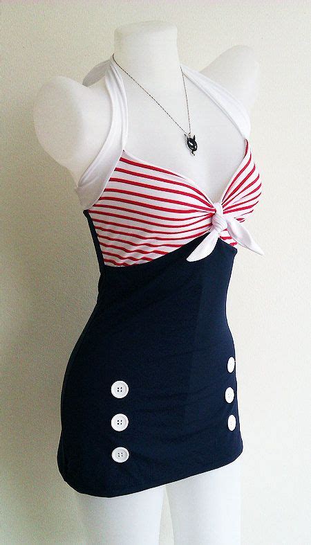 Vtg 50s Bettie Women Swimsuit In Navy Blue Polka By Beautychicshop