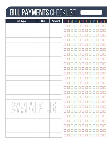 Free Bill Payment Checklist Template Excel Templates