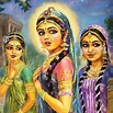 Radharani with Lalita and Vishakha. | Radha krishna art, Krishna radha ...