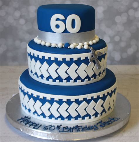 60th Birthday Cakes For Dad Two Tier Round Birthday Cake For Dad Navy