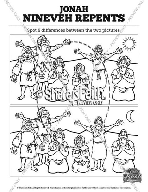 Jonah 3 Nineveh Repents Sunday School Coloring Pages Sharefaith Media