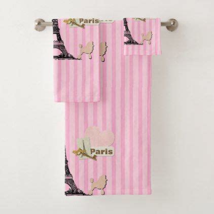 Shop bath towels bath at up to 70% off! Paris France in Pink Stripes Bath Towel Set | Zazzle.com ...