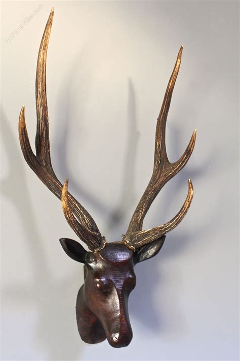 Carved deer head wall decor. Antiques Atlas - Antique Wood Carved Deer Head With Antlers.