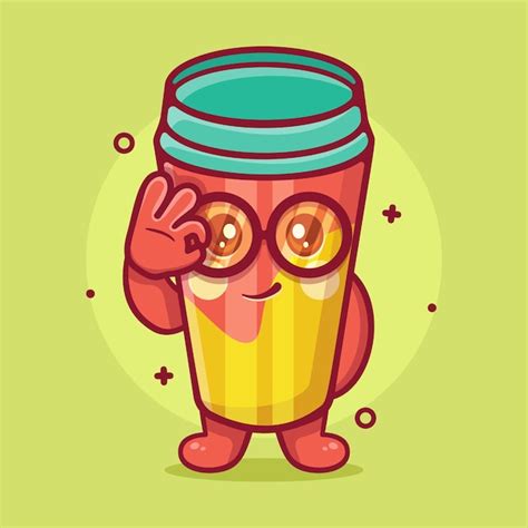 Premium Vector Funny Water Tumbler Character Mascot With Ok Sign Hand Gesture Isolated Cartoon