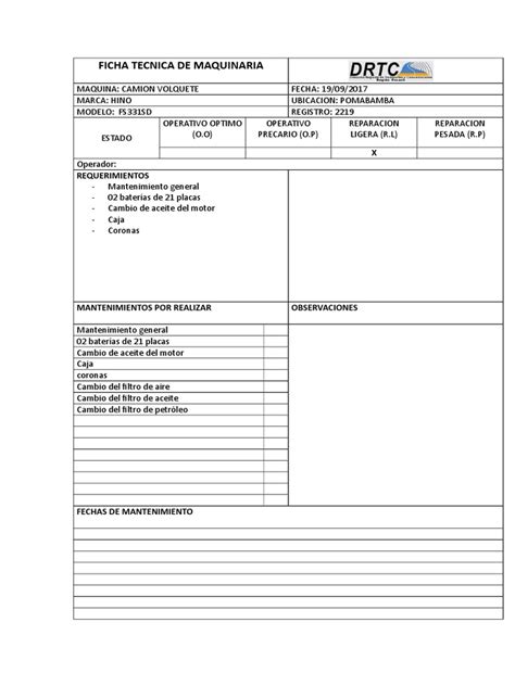 Ficha Tecnica Maquinariaaa Transmisión Mecánica Tractor