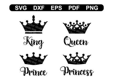 Coronas Svg Rey Reina Príncipe Y Princesa Silhouette Cut Etsy