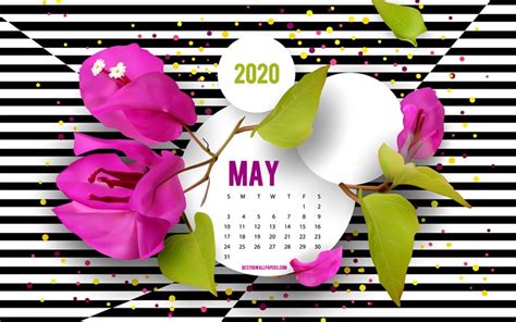 Download Wallpapers 2020 May Calendar Background With Flowers