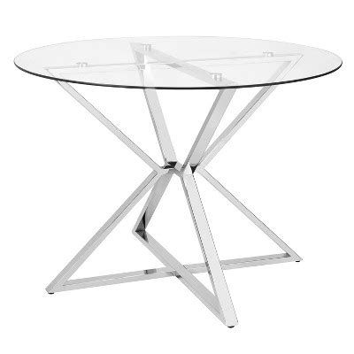 Kenlina Round Dining Table With Glass Top Chrome Mibasics Target
