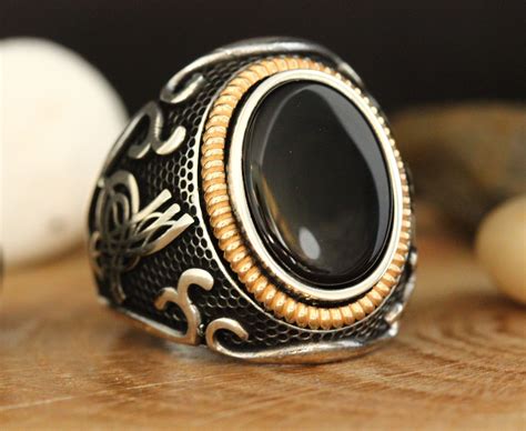 Man Ring Mens Handmade Silver 925 Ring Onyx Silver Ring