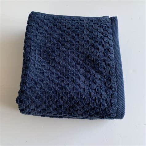 Mind On Design Bathroom Hand Towels Set Of 2 Navy Blue 100 Cotton