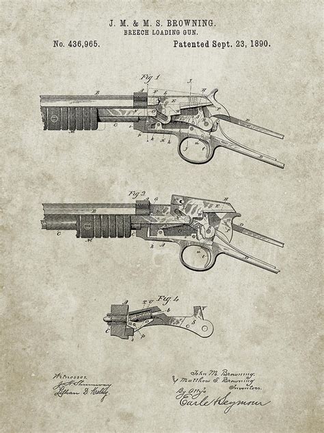 Pp1135 Sandstone Winchester Model 1890 Gun Patent Digital Art By Cole