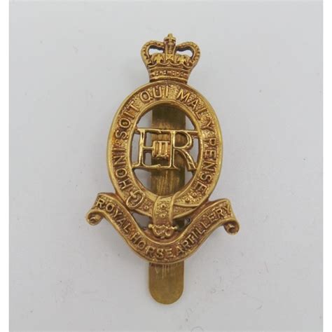Royal Horse Artillery Brass Cap Badge Queens Crown