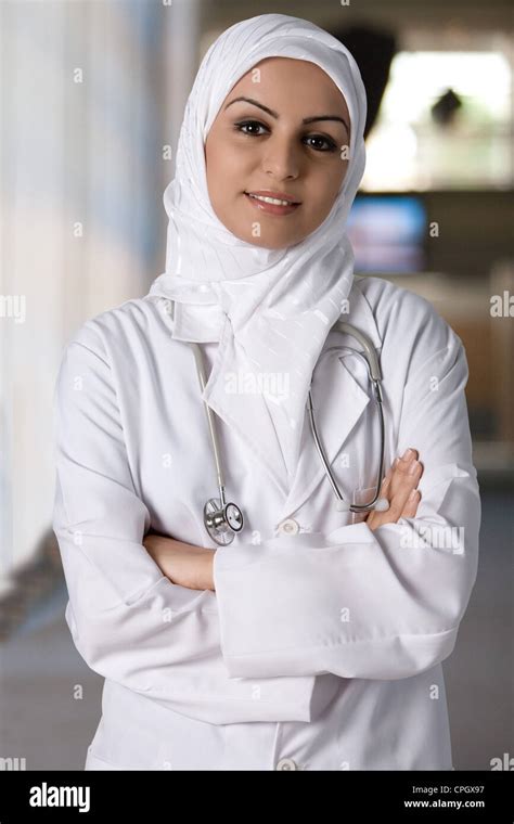 Portrait Of Female Arab Doctor At The Hospital Corridor Stock Photo Alamy