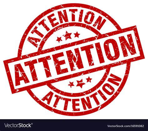 Attention Round Red Grunge Stamp Royalty Free Vector Image