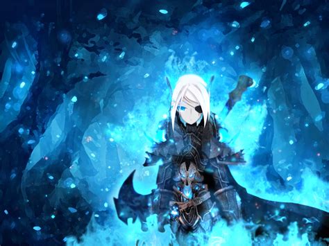 Blue Flames Dark Knight Girl Anime Wallpaper By