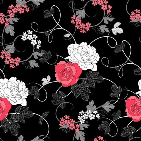 White On Black Floral Pattern Vintage Floral Pattern 2400 X 1800