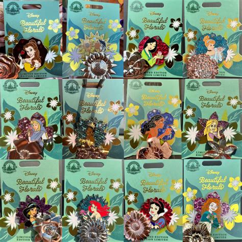 Complete Beautiful Florals 2022 Disney Pin Collection Disney Pins Blog