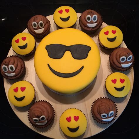 Emoji Cake And Cupcakes Emoji Birthday Cake Birthday Party Cups