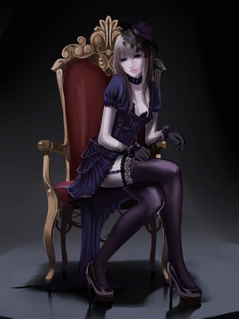 Download 1536x2048 Gothic Anime Girl Dress Throne