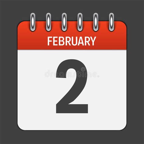February 2 Calendar Daily Icon Vector Illustration Emblem Stock Vector