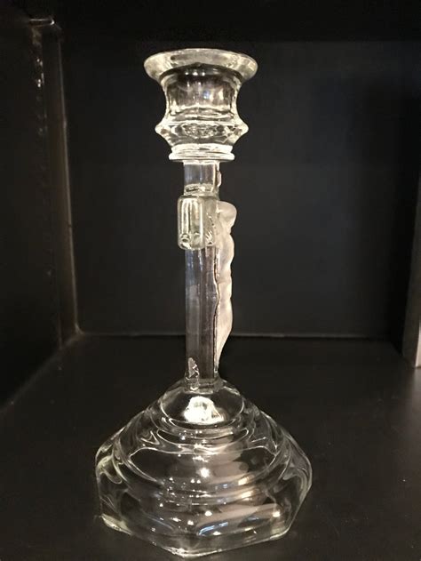 Vintage Glass Altar Candlestick Clear Glass Candlestick Etsy
