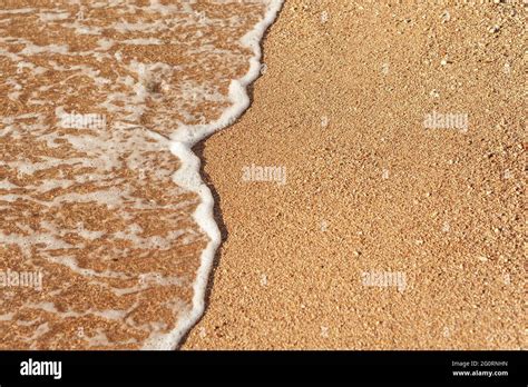 Beach Sand Sea Shore With Wave And White Foamy Summer Background