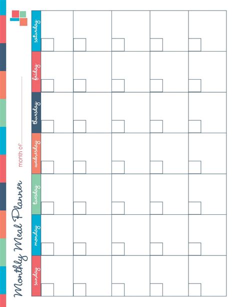 Monthly Meal Planning Free Printable Free Printable Meal Planner