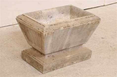 European Hand Carved Rectangular Tapered Stone Planter Early 20th