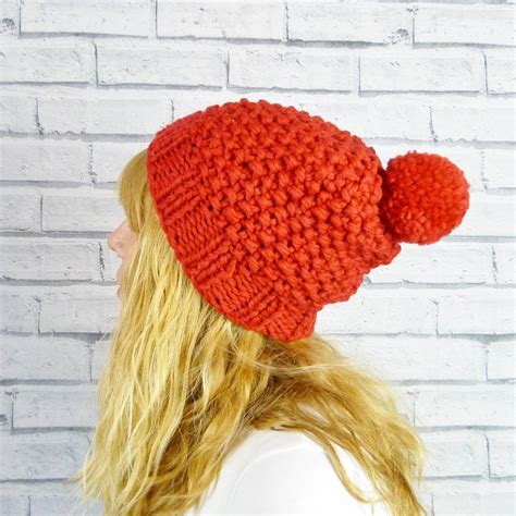 Chunky Hand Knit Bobble Hat Brights By Moaning Minnie