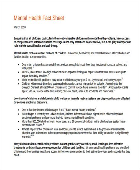 Health Fact Sheet Template