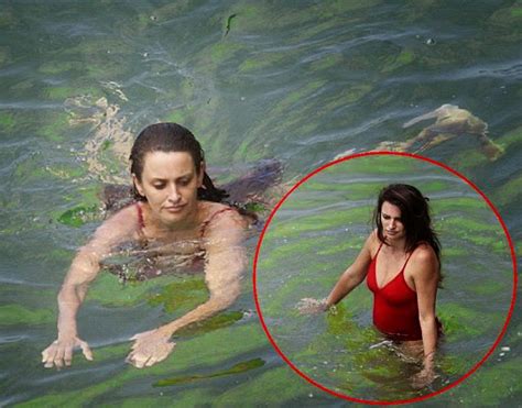 Retro Bikini Penelope Cruz Shows Off Red Swimsuit In Tenerife Spain