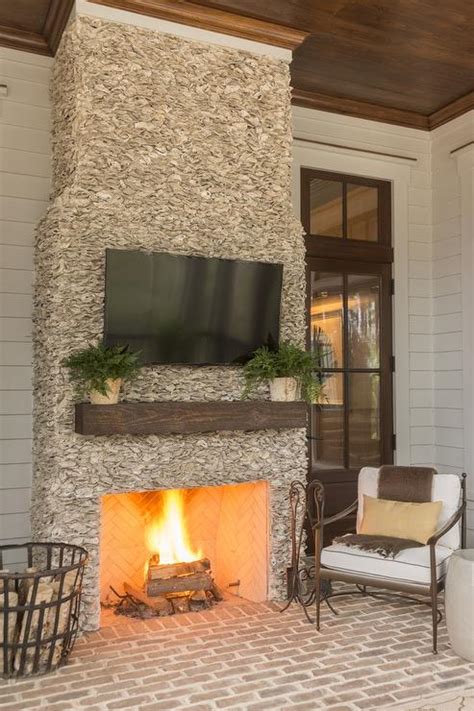 Covered Patio Fireplace With Flatscreen Tv Transitional Deckpatio