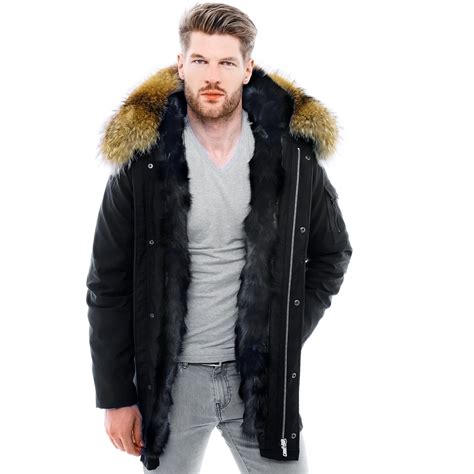 Down Alternative Rongyue Mens Winter Thicken Coat Faux Fur Lined