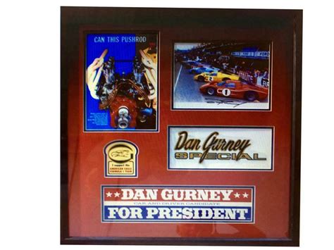 Dan Gurney Tribute Shadowbox With Original Items And Signed T